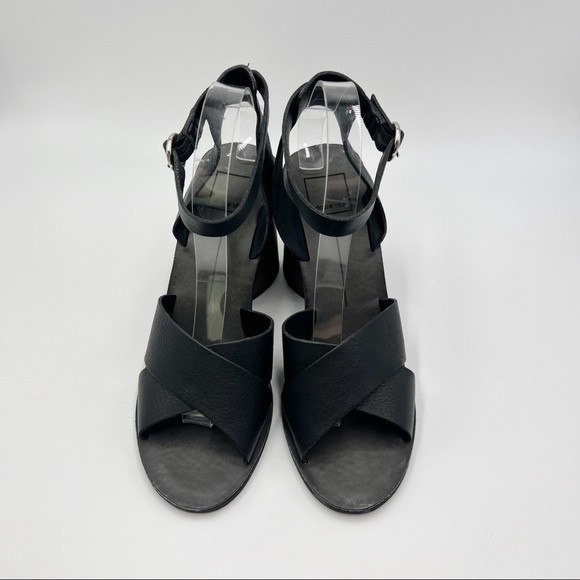 Dolce Vita Womens Size 9 Athena Black Leather Chunky Block‎ Heel Sandals Heels - Picture 3 of 14